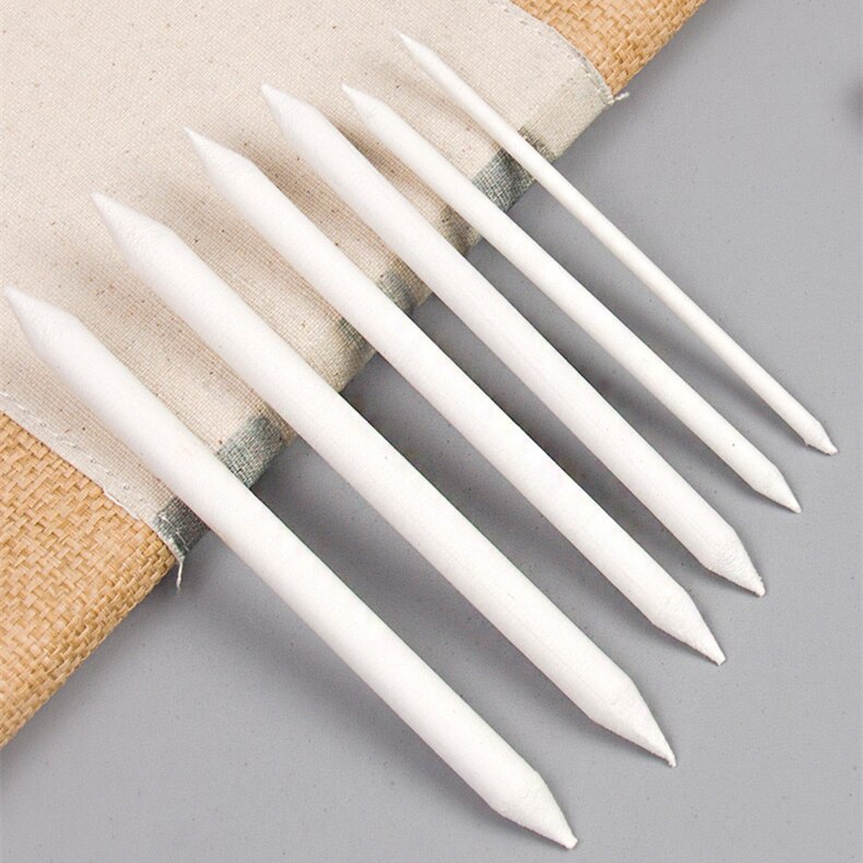 6 pcs/set 6 Sizes Highlight Blending Paper Stump Pen Sketch Art White Drawing Charcoal Sketching Tool Rice Paper Stick C6831