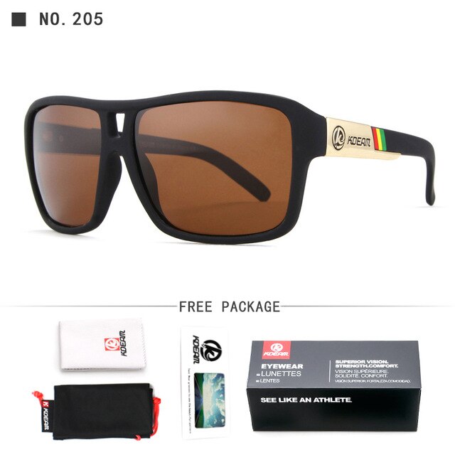 Kdeam originele gepolariseerde vierkante zonnebril voor heren zomer outdoor & reizen  uv400 brillen heren sport stijl zonnebrillen  gr6: C205 bruine lenzen