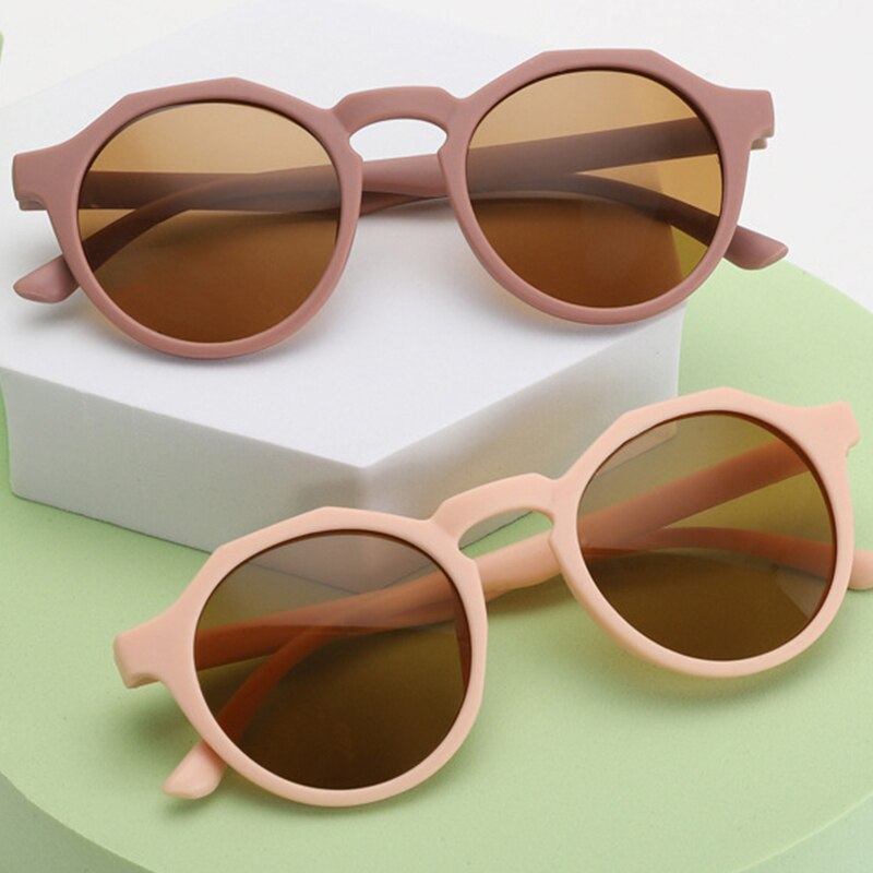 Occhiali da sole estivi per bambini UV400 montatura rotonda protezione UV smerigliata occhiali da sole tinta unita Boy Girl occhiali da sole Anti-UV 3-12Y