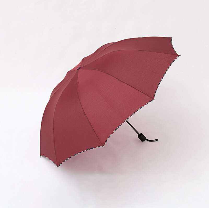 125CM Big Top Umbrella Men Rain Woman Windproof Large Umbrellas Male Women Sun 3 Folding Big Umbrella Outdoor Parapluie: Jujube Red