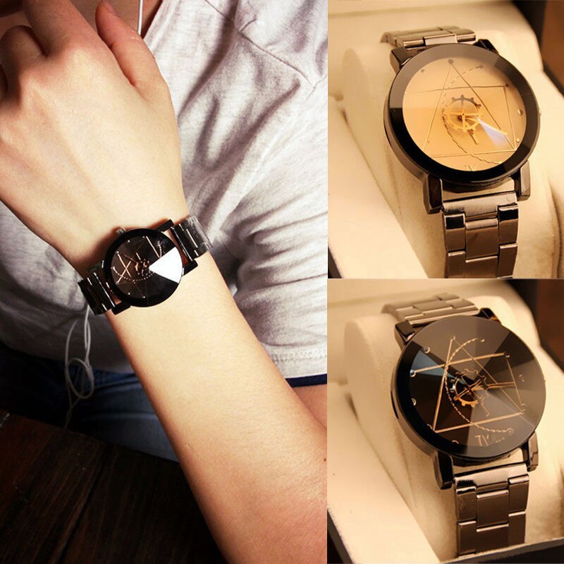 Top quartz herreur sort rustfrit stål båndur business armbåndsur relogio masculino erkek kol saat