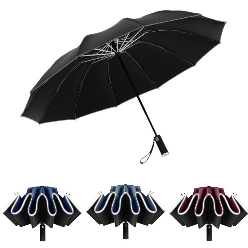 Automatic Umbrella With Light LED Windproof Umbrella Folding Umbrellas 12K Men Women UV Parasol