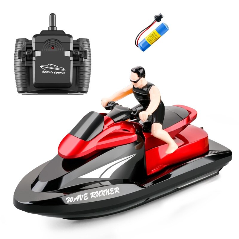RC Speed Boat 2.4GHz Remote Control Motor Boat Speedboat Rivers And Lakes Water Toys For Pools Lakes Boys: red with 1BA