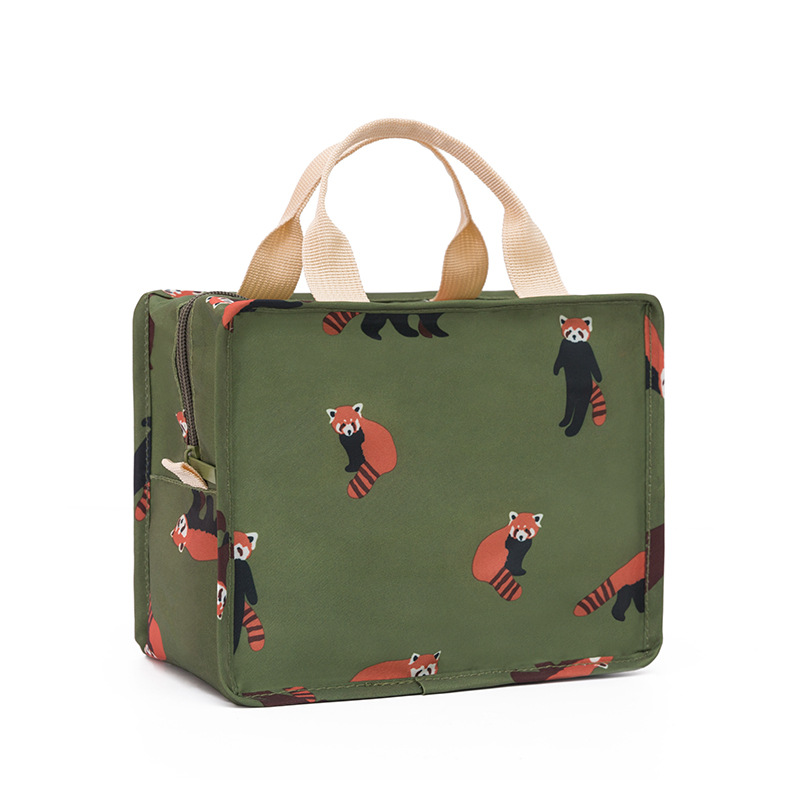 PLEEGA Fresh Insulation Cold Bales Thermal Oxford Lunch Bag Waterproof Convenient Leisure Bag Cute Flamingo Cuctas Tote 1PC: B-green raccoon