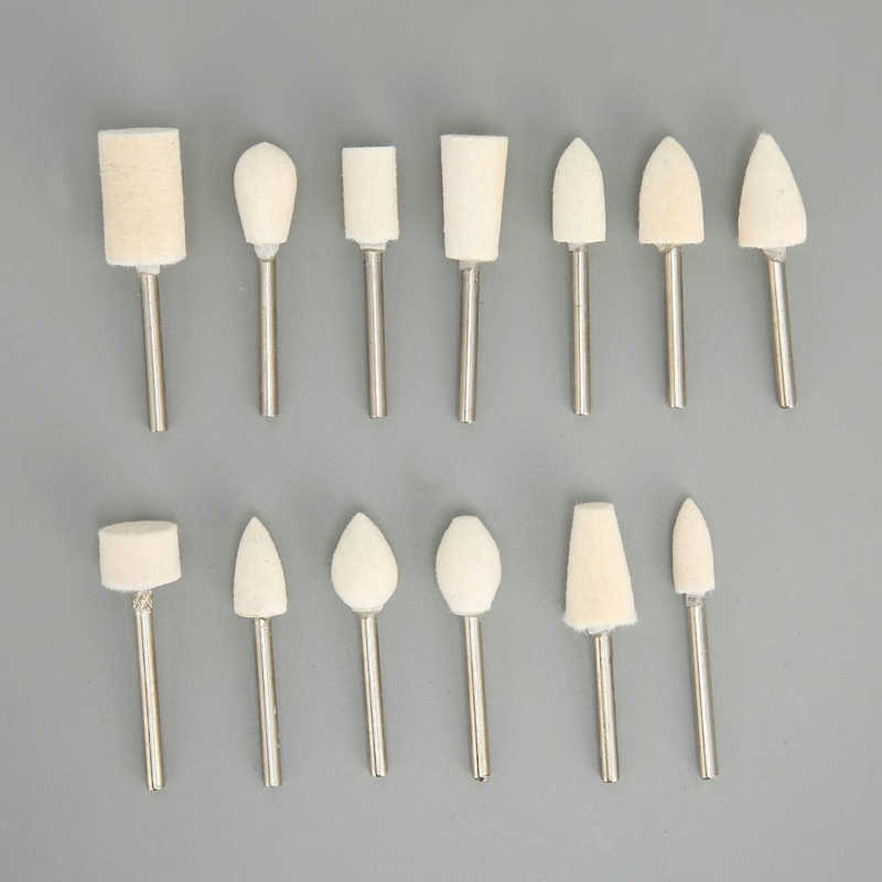 13Pcs Shank Wool Felt Polishing Buffing Wheels Bits Grinding Heads for Hand Held Polishing Drill Machine Rotary Tool Accessories