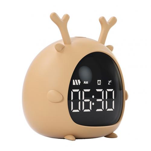 Cartoon Mini USB Rechargeable Electronic Digital Display Alarm Clock for Kids HD digital display screen Clocks: Brown