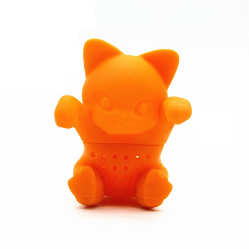 Theepot Accessoires Thee Filter Thee-ei Siliconen Oranje Losse Thee Blad Kruiden Tool Kat Vormige Theezakjes Herbruikbare Leuke Cartoon: Default Title