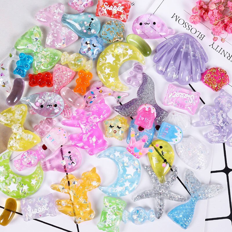 30PCS DIY Slime Accessories Candy Sugar Chocolate Cake Resin Flatback of Slime Beads for Ornament Scrapbook Crafts Toy for Kids: 30PCS toy -12