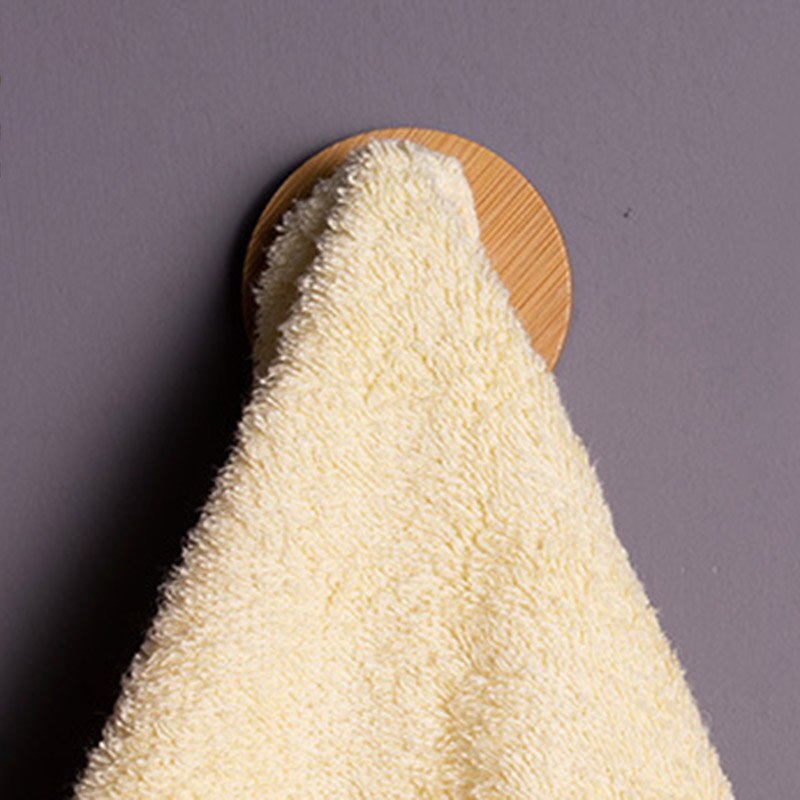Zelfklevende Haak Rvs & Bamboe Muur Haak Handdoekenrek Kapstok Zonder Boren Badkamer Keuken Kantoor Haak
