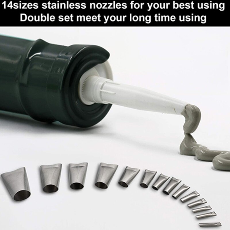 28 Pcs Breeuwen Gereedschap, Kalefateren Nozzle Applicator Breeuwen Finisher Nozzle Accessoires, Kit Afwerking Tool