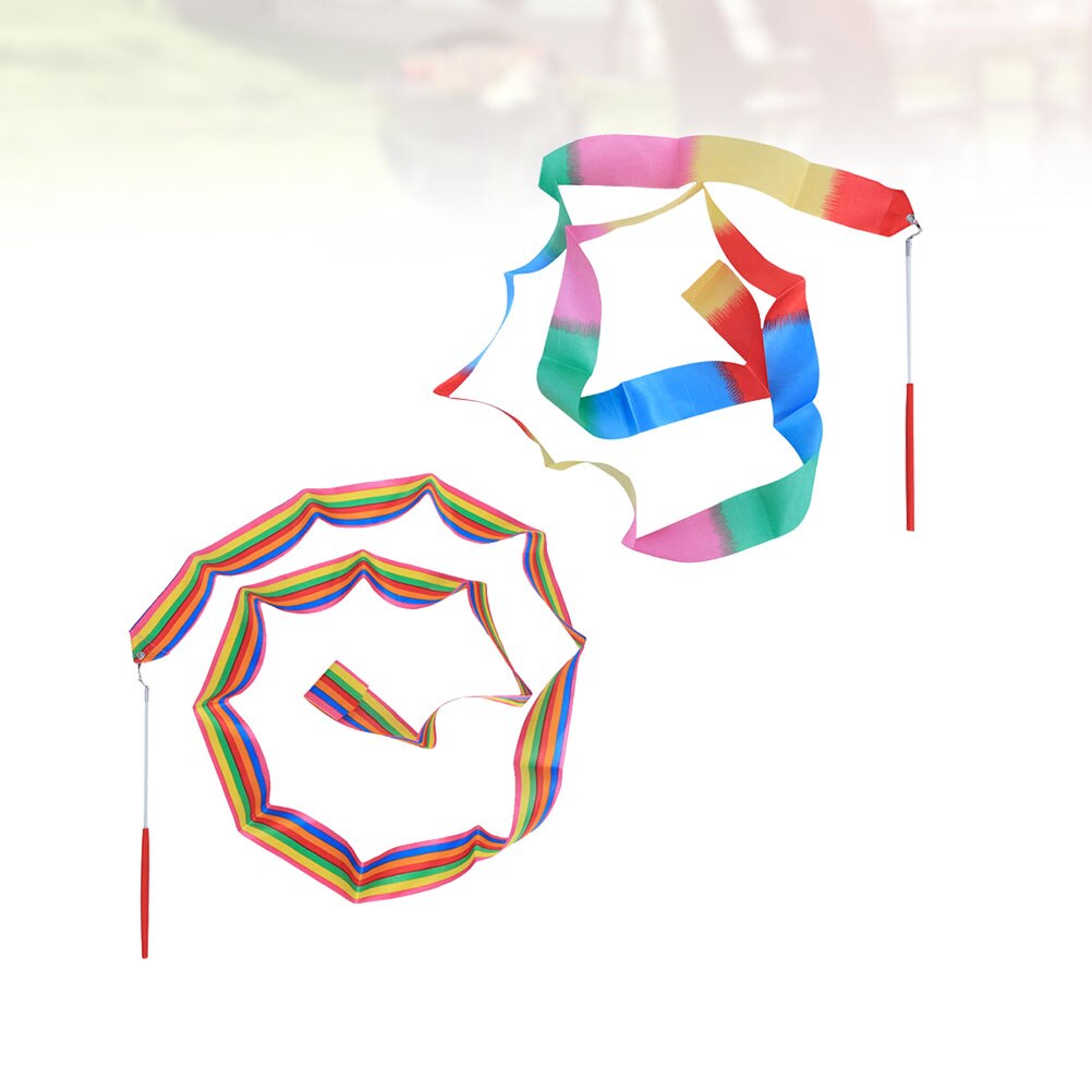 4pcs Colorful Baton Twirling Dance Ribbon Silk Ribbon Dancing Streamers for Kids