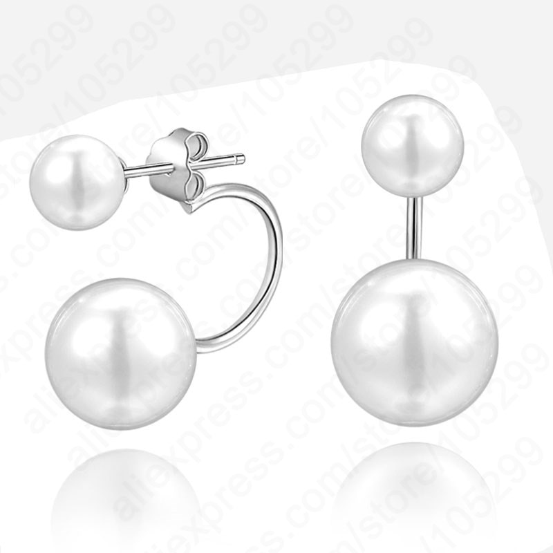 Simple Freshwater Pearl Earrings For Women 925 Sterling Silver 8MM 10MM 12MM Size Pretty Wedding Jewelry Big