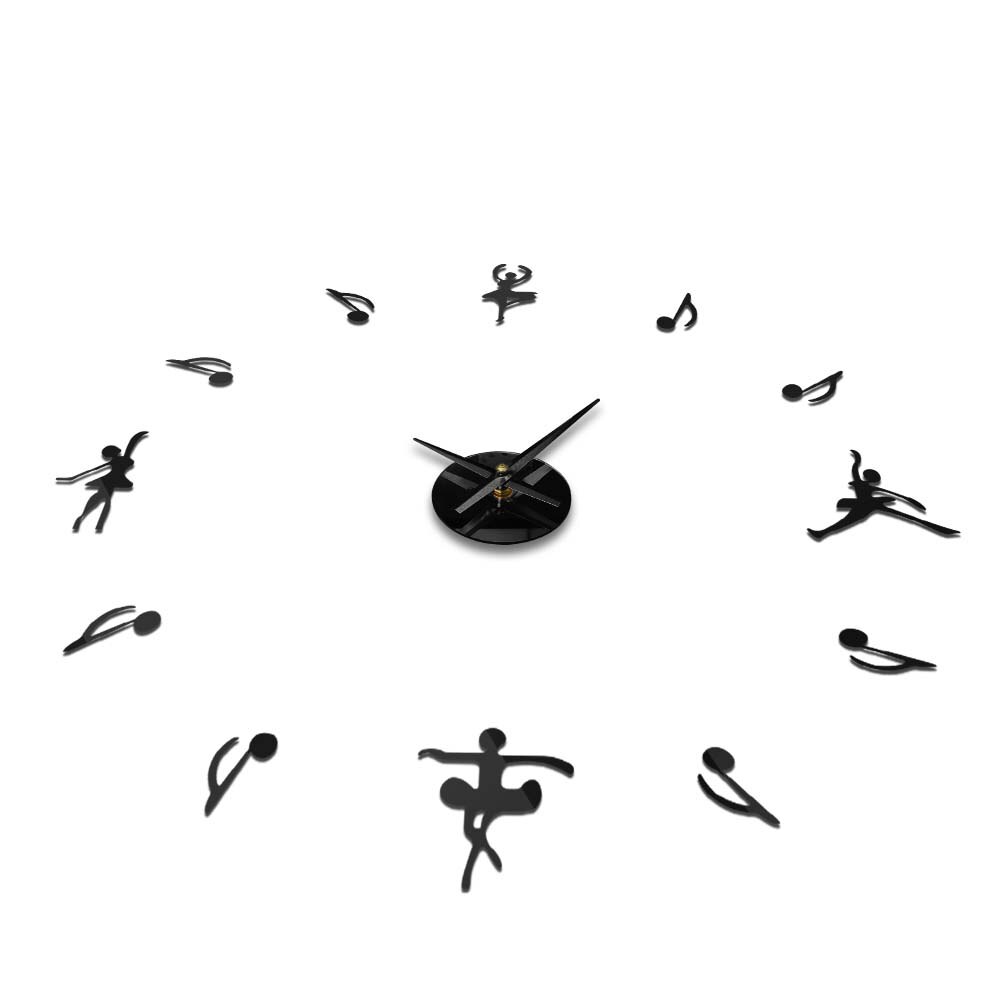 DIY Ballet Dancers Music Notes Giant Wall Clock Modern Ballerinas Home Decor Wall Watch Ballet Music Lovers