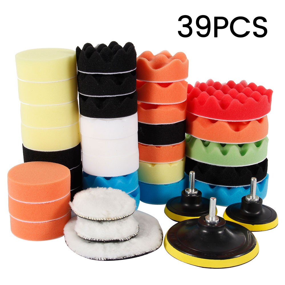 39pcs Buffing Sponge Polishing Pad Hand Tool Kit for Car Polisher Compound Polishing Power Tools Accessories
