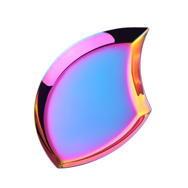 Unregelmäßigen Platte Gericht Edelstahl Nachtisch Obst Platten Lagerung Süssigkeit Kekse Blatt bilden Jewery Tabletts Party Tisch Utensil: Regenbogen Nein.0 / 1PC