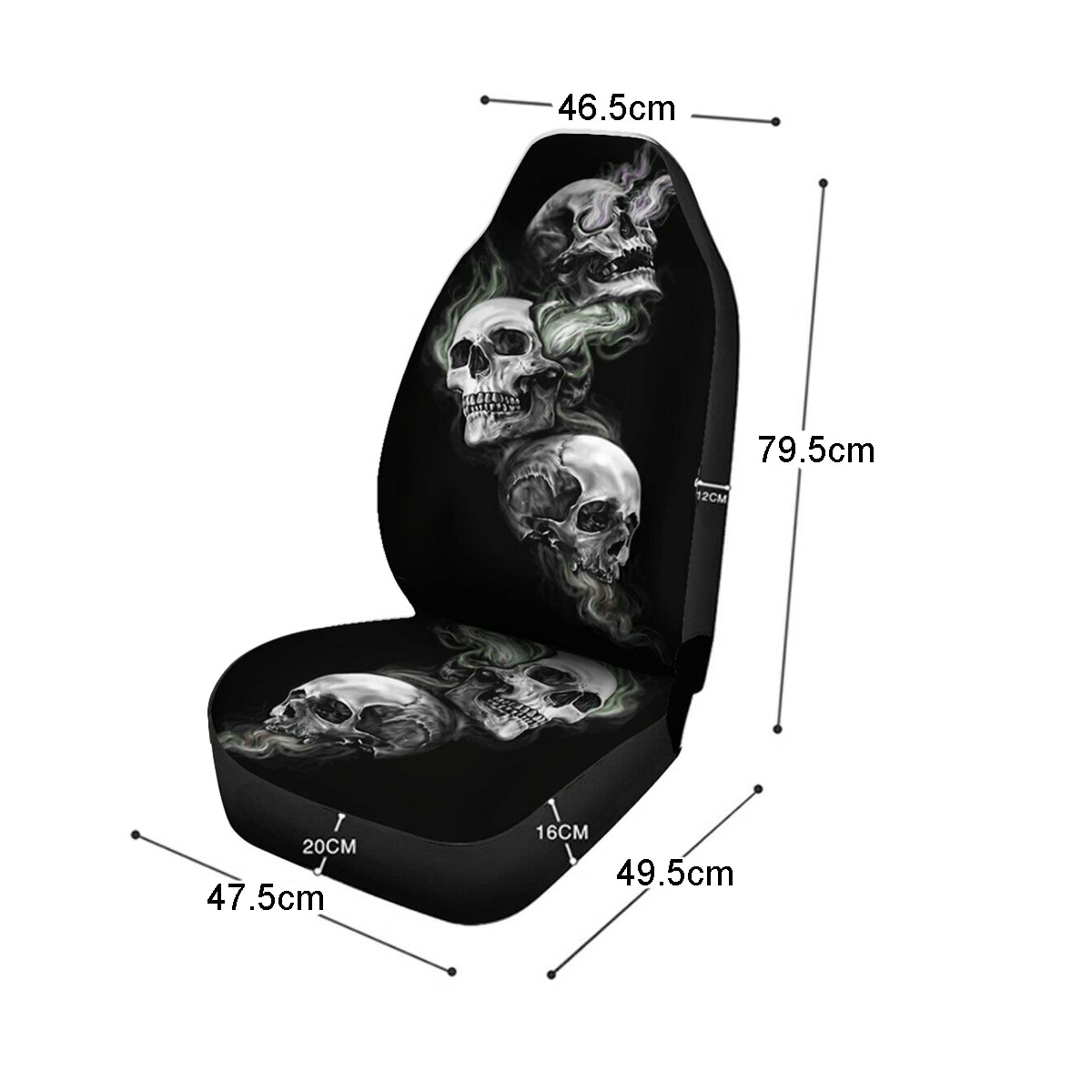 2 pièces housse de siège de voiture 3D crâne impression universelle voiture avant siège protecteur siège coussin couverture complète pour la plupart des voiture pour SUV siège de voiture