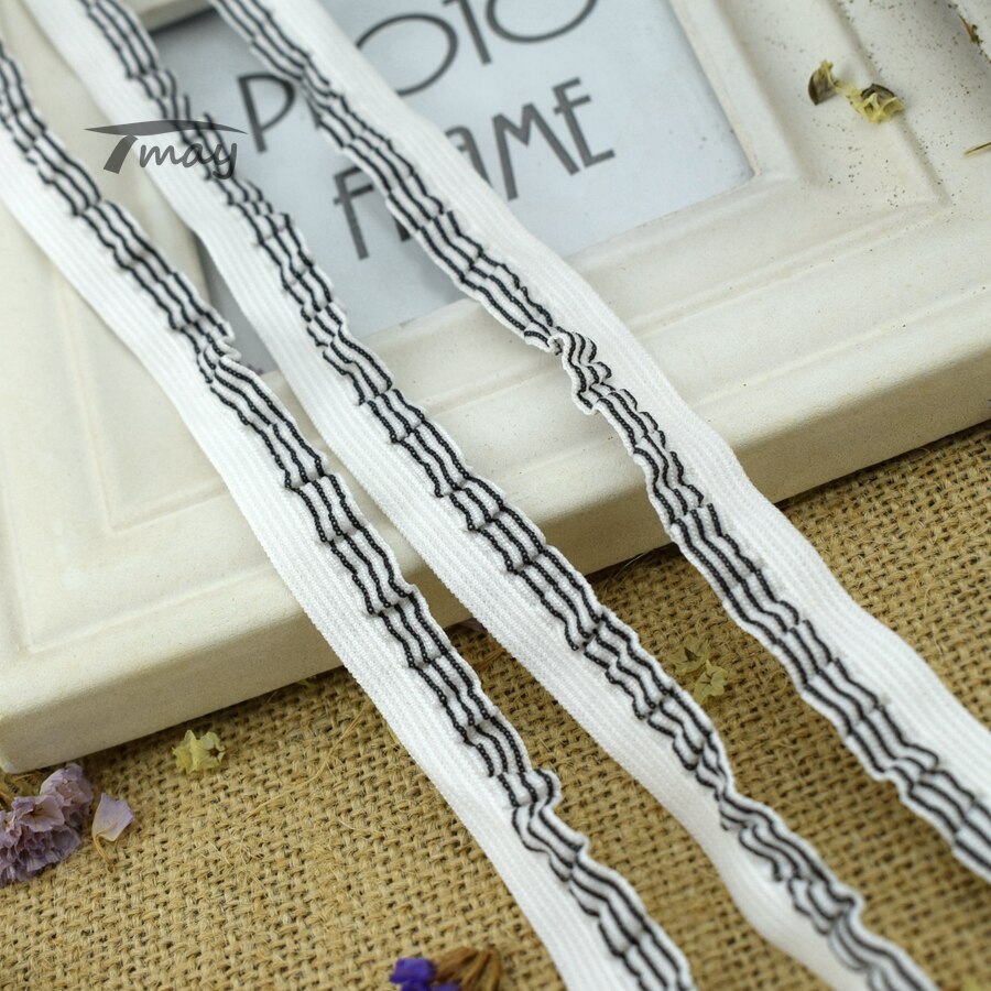 #1433 strepen ruche kant stof 4 yards/lot 13mm(4/8 ") elastische kant rand lint kant rand grosgrain lint stretch kant gehaakt