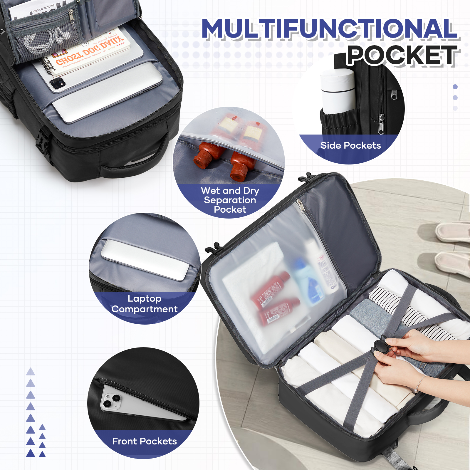 Hand Luggage Backpack For Women Men Business College Laptop Travel Backpack Waterproof Carry on Bags mochila viaje cabina avion