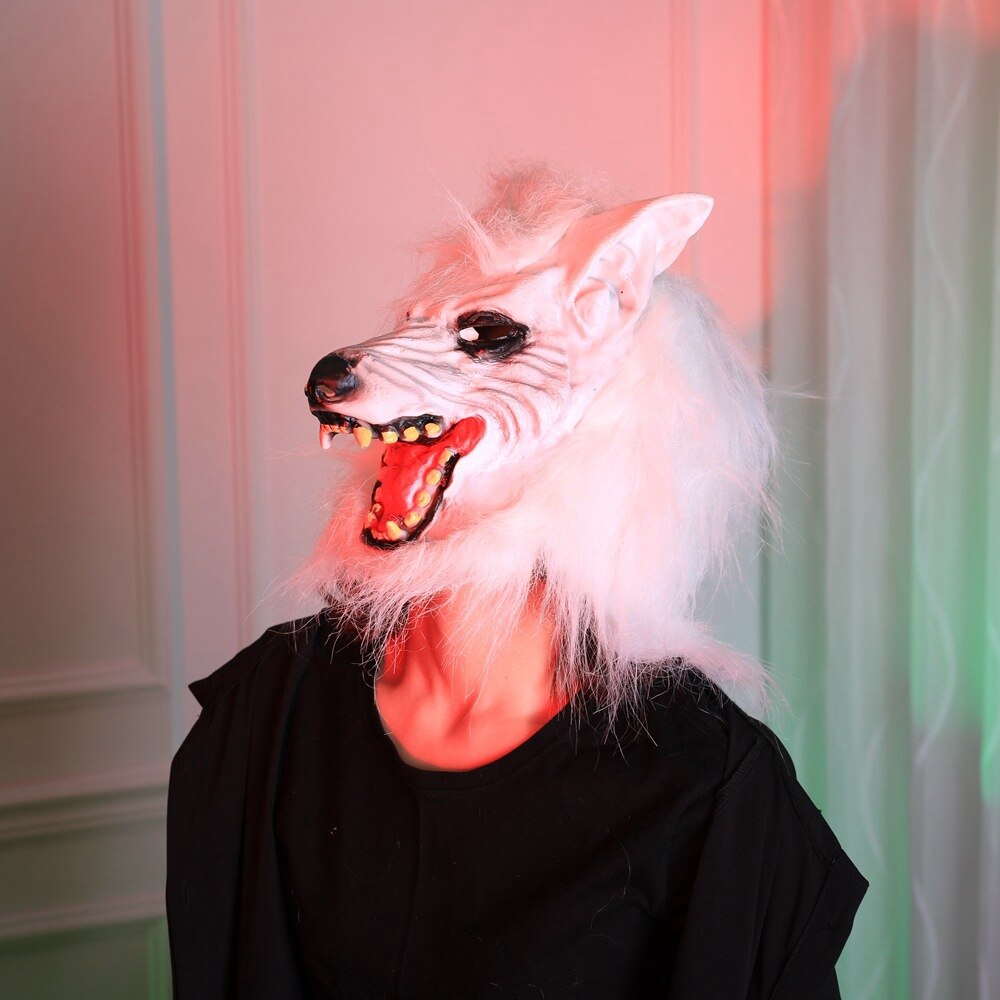 Masque cosmasqué d&#39;halloween, couvre-chef de loup, masque tête de loup en Latex, masque Animal de fête d&#39;horreur