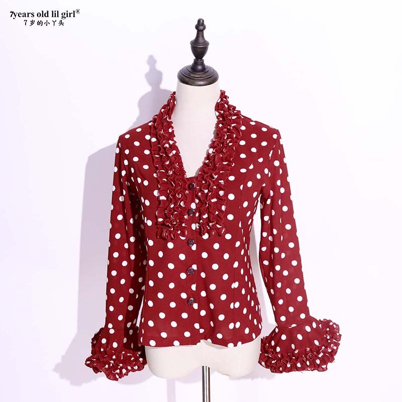 Flamenco Spaanse Dans Italiaan Multi-Gelaagde Lotus Mouw Top Selling ELM01