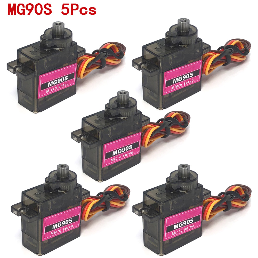 5 uds MG90S engranaje de Metal Digital 9g Servo SG90 para helicóptero Rc avión barco coche MG90 9G Trex 450 RC Robot helicóptero: YELLOW