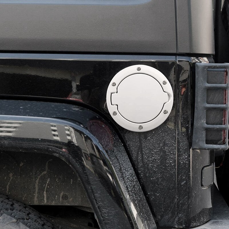 Gas Cap Cover White JK Fuel Door Gas Cover for Jeep Wrangler JK 2-Door 4-Door Sahara 2007