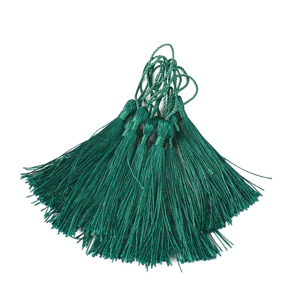 10Stck gemischte farbe 13cm Hängenden seil Seide Quasten Randbereich näHenne Knall quaste trimmen schlüssel quasten für DIY Verschönern vorhang zugang: dunkel Grün