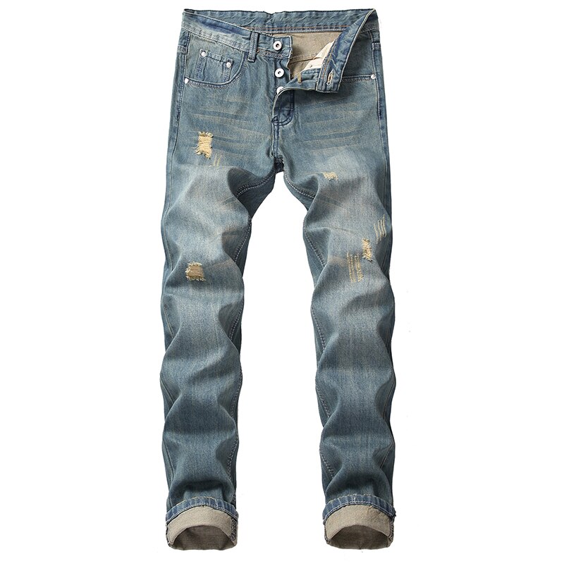 Gersri Men Holes Jeans European High Street Destroyed Jeans Men Hip Hop Ripped Slim Jeans Pants: 28