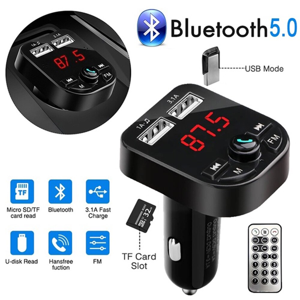 Car MP3 Player Bluetooth FM Transmitter Hands-free Car Audio Bluetooth 5.0 MP3 Dual USB Car Charger Car accessories Car styling
