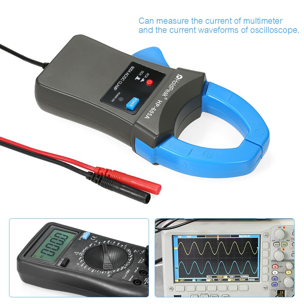 Klemmemåler amperemeter holdpeak 600a jævnstrøm / vekselstrøm klemadapter fastspændingsadaptermåler med testprober