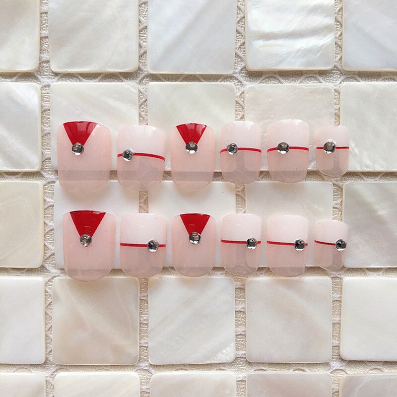 24 pièces avec faux ongles en cristal embouts artificiels ensemble couverture complète pour décoré presse courte sur ongles Art faux embouts d'extension