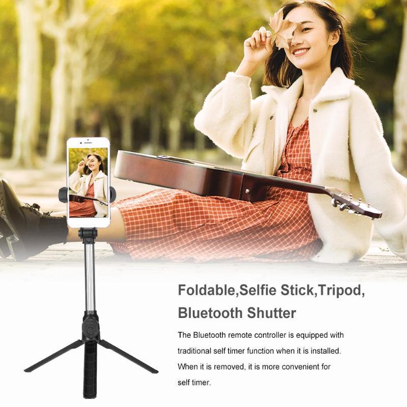 Wireless Remote Bluetooth-compatible Selfie Stick with Mini Tripod and Mirror for IPhone Samsung Huawei Android Selfy Stick