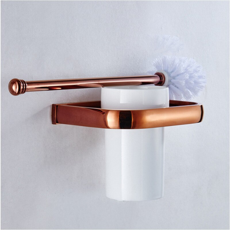 Biggers Luxe Rose Goud Koper Badkamer Accessoires Set Papier Houder Handdoek Bar Zeepbakje Glashouder
