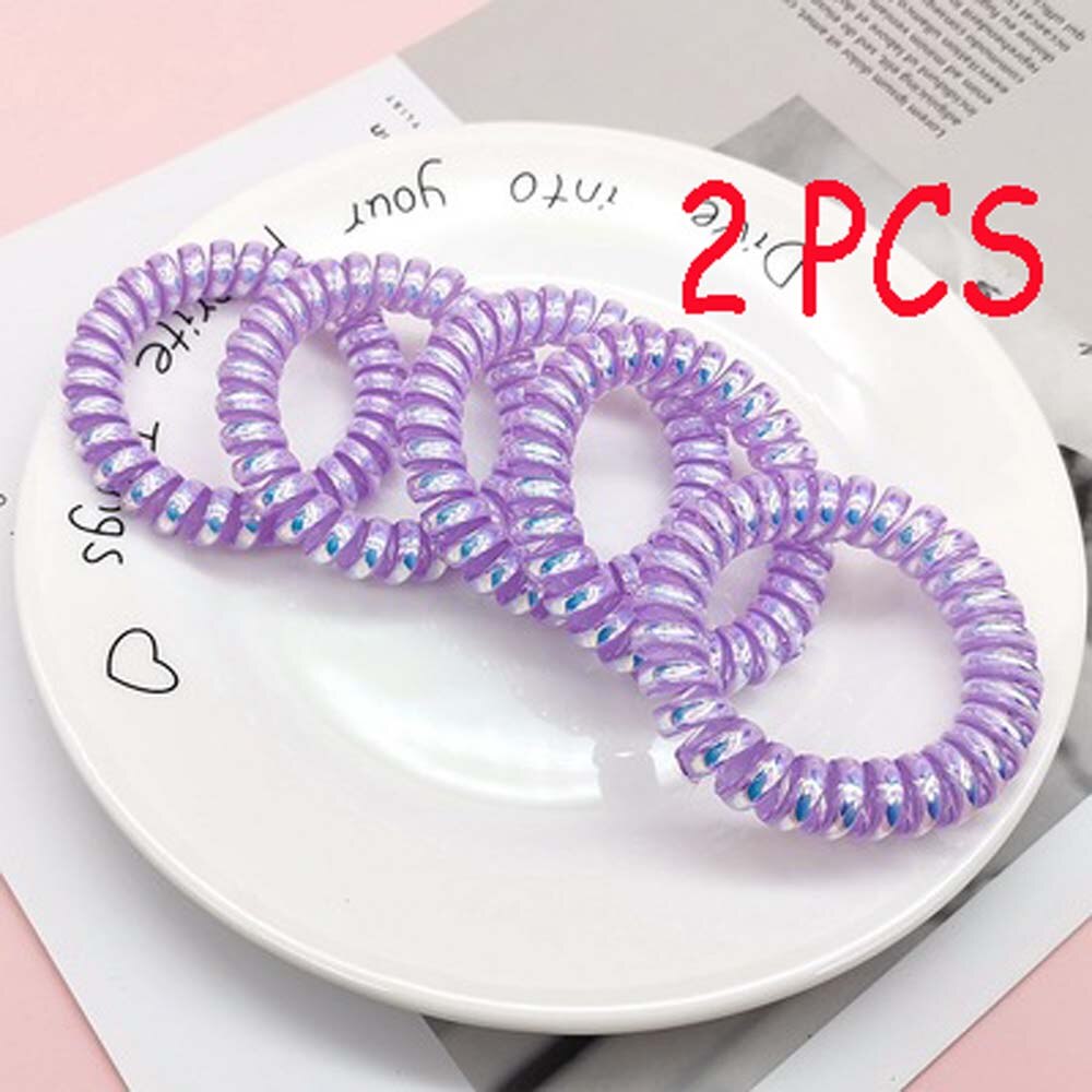 2 pcs goma para acessórios de cabelo anel de cabelo corda traceless feminino goma elástico faixas de cabelo para mulheres goma telefone fio scrunchy: purple