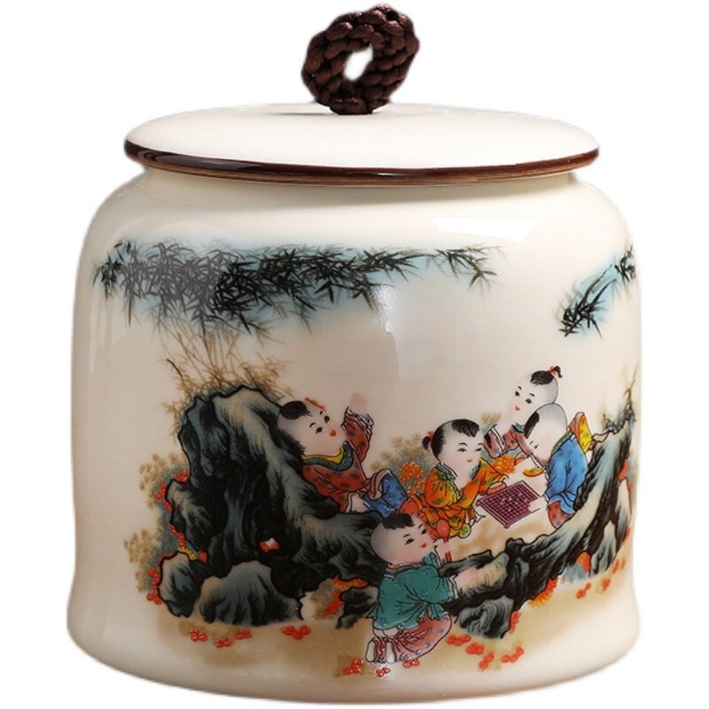 Jingdezhen-tarro hermético de cerámica para el hogar, latas de té, café, a prueba de humedad, contenedor de especias de grano de cocina