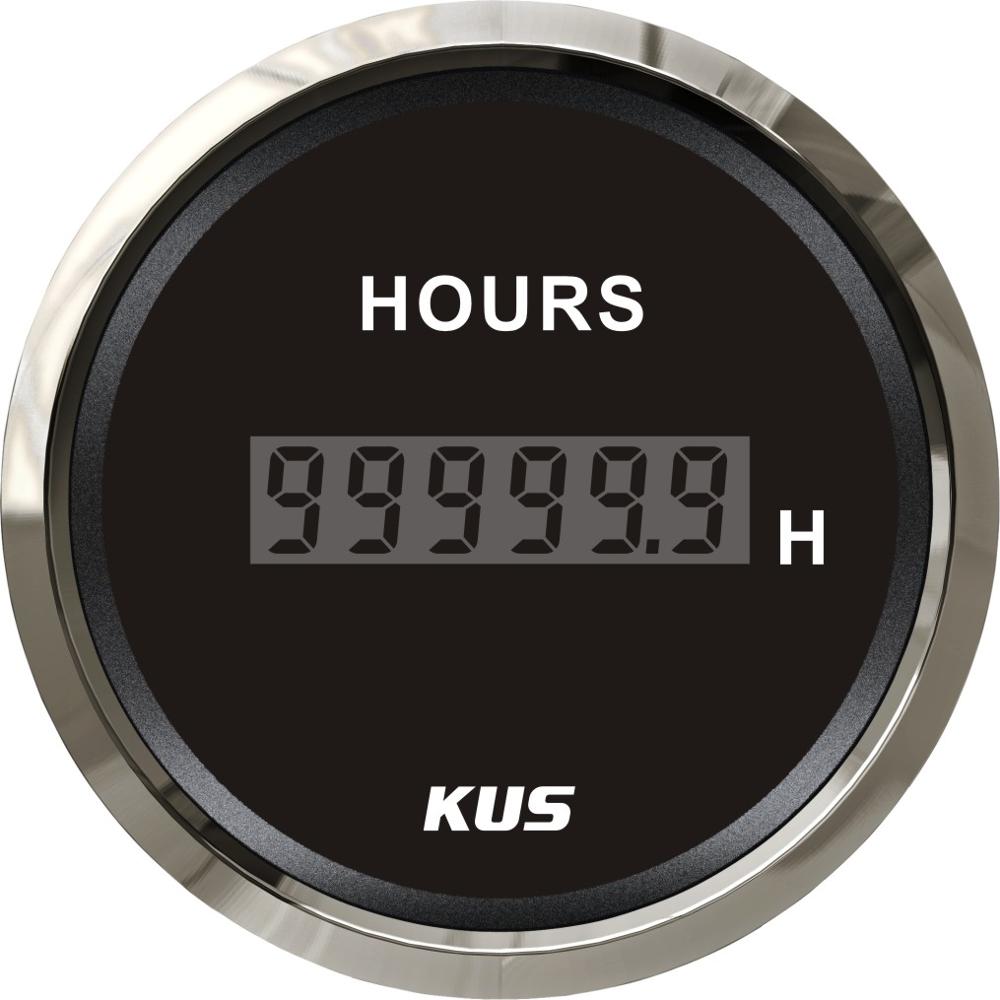 KUS-reloj Digital de 2 pulgadas (52mm), medidor de hora para diésel, gasolina, motocicleta, coche, 0-99999,9, rango 316L, bisel,: BS
