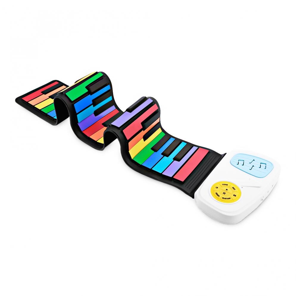 Piano enrollable de silicona Flexible, teclado electrónico con 49 teclas, órgano incorporado, altavoz, iluminación, musical