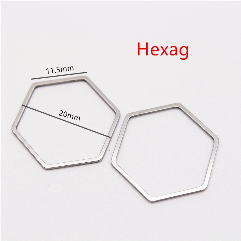 10 pçs oco aço inoxidável encantos pingentes círculo forma quadro jóias achados bezels para diy artesanato brinco colar fazendo: Hexag pendant frame