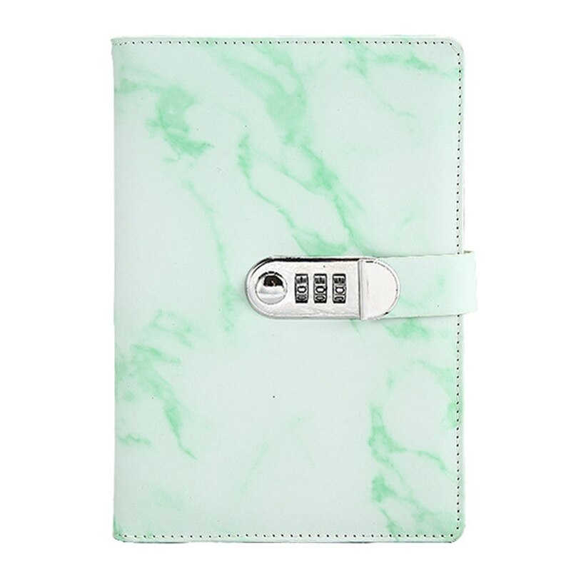 A5 Marble Texture Journal Writing Notebooks with Combination Lock Personal Travel Diary Office Notepad Agenda: Green