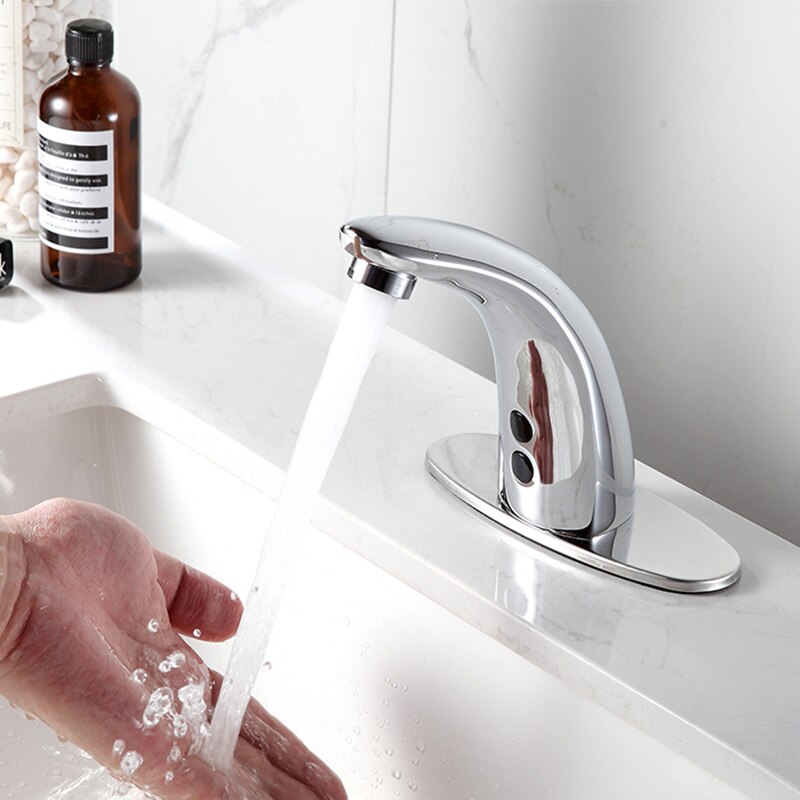 Automatische Wastafel Kranen Elektronische Infrarood Sensor Wastafel Sensor Kranen Badrandcombinaties Single Hole Badkamer Water Kraan