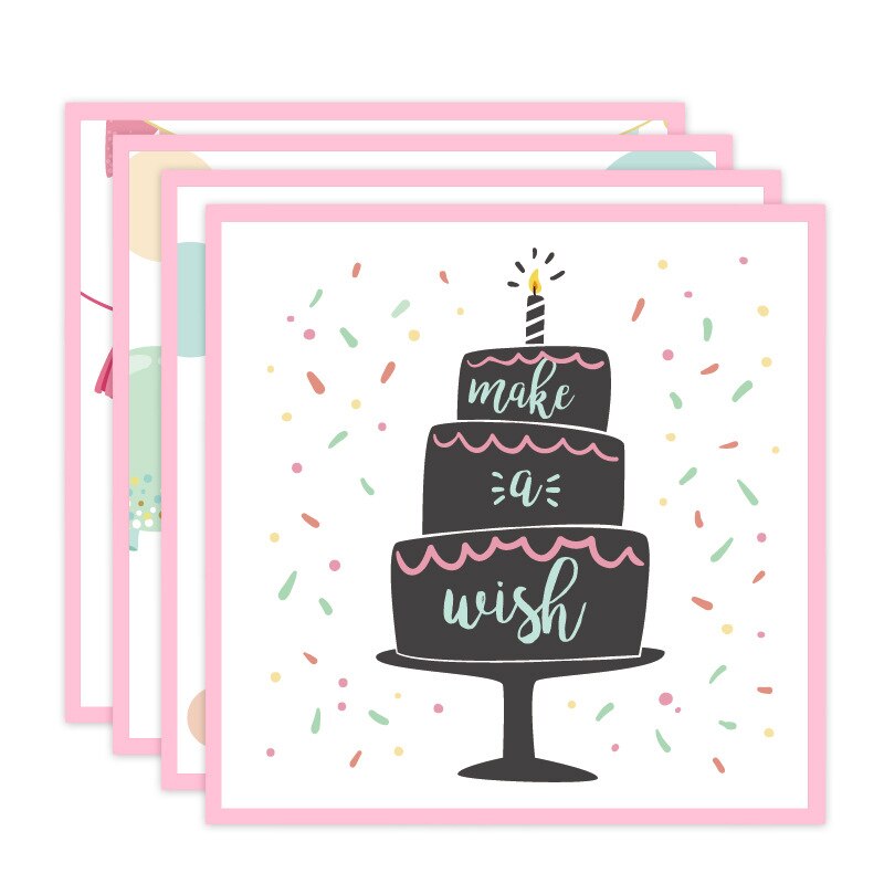 Happy Birthday Greeting Card Cartoon Printing Card with Envelope for Party Celebration Blessing Invite Random Image AES006