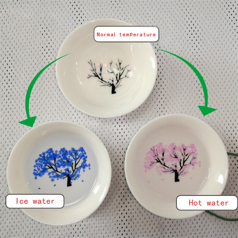 Japanese Ceramic Magic Cherry Blossoms Teacup Cold Temperature Color Changing Flower Display Sake Cup Kung Fu Small Tea Bowl: cold and hot 3