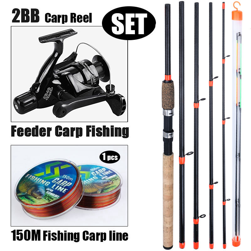 Sougayilang Carp Fishing Rod Reel Set 3M Spinning Fishing Feeder Rod and 2BB Carp Fishing Reels Rod 150m Line Fishing Combo: Orange