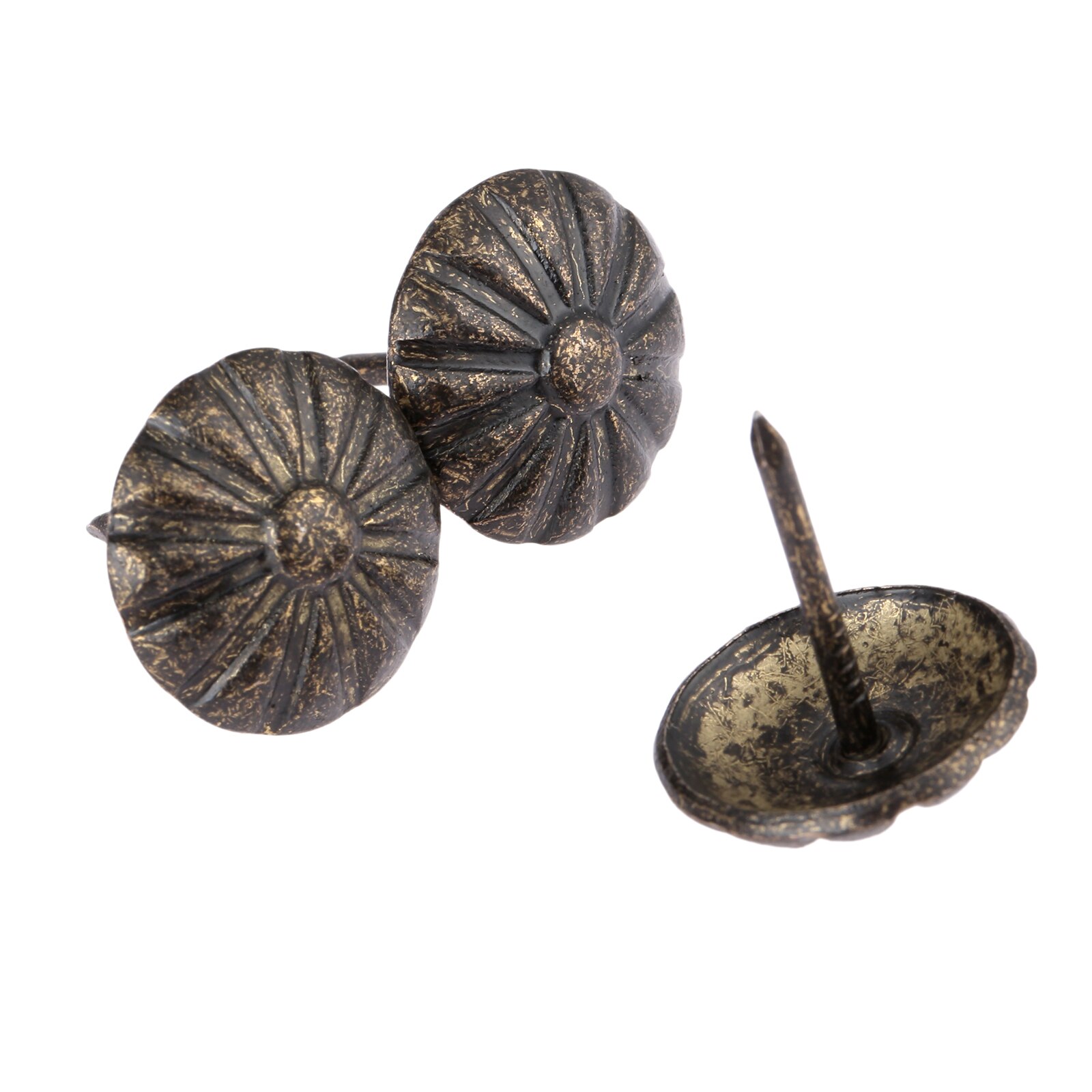 Tachuelas decorativas para tapicería, tachuelas para manicura, caja de para joyería, color bronce antiguo/oro, 19x20mm, 10 unidades