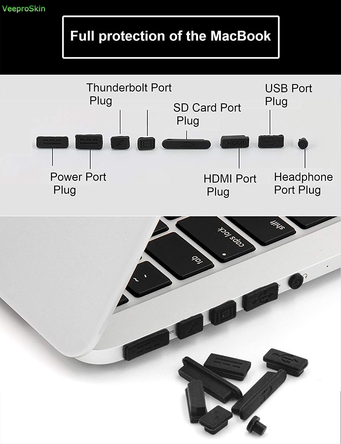 Anti-støv stik sæt kompatibelt til old macbook air 13 / macbook air 11 11.6 tommer / old macbook pro 13 15 tommer