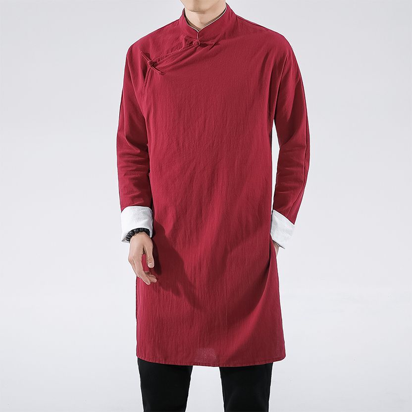 IP MAN Chinese kung fu upper garment outfit robes tai chi uniforms taoist robe wushu kung fu gown Wing Chun suits clothing: XXL / dark red