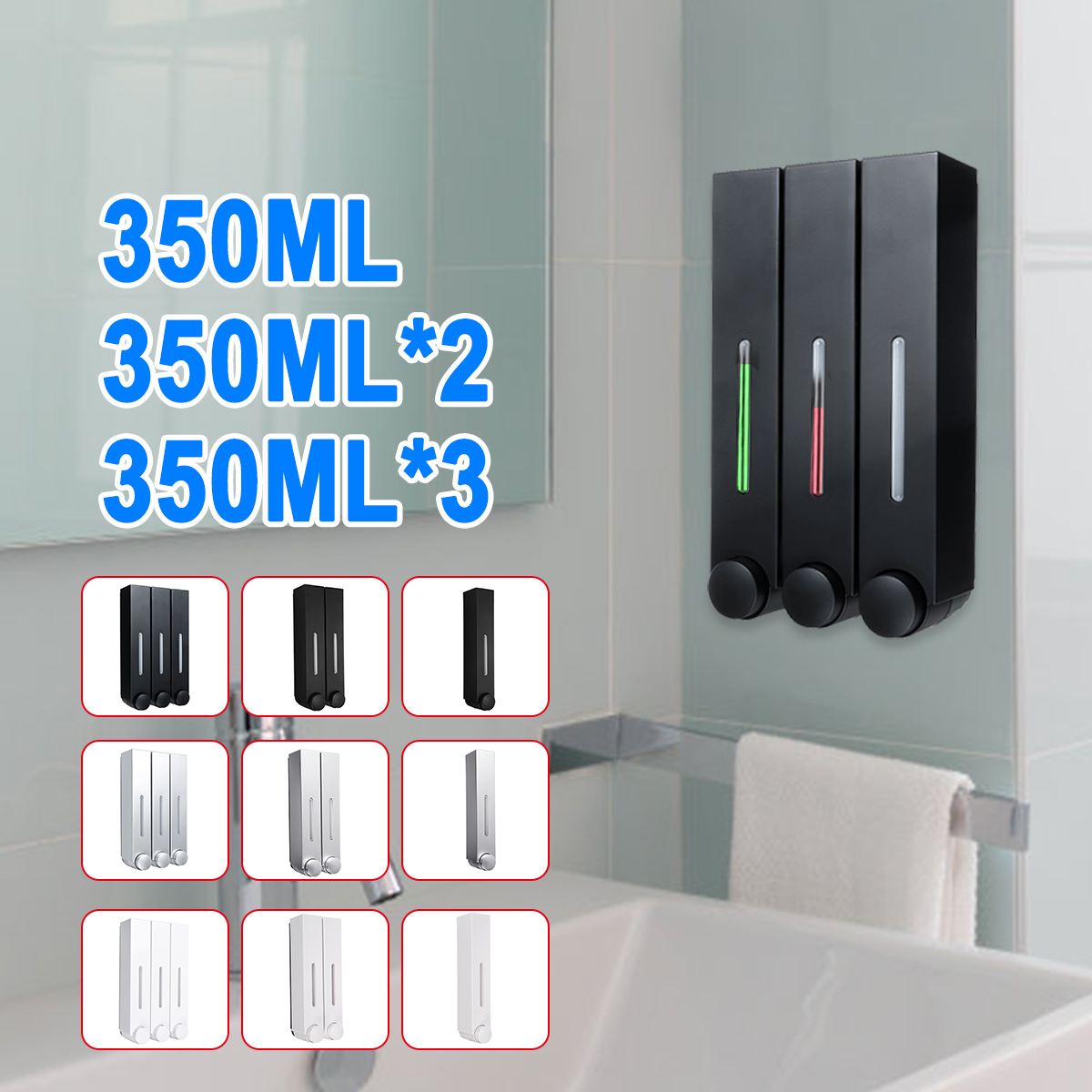 Wall Mounted Soap Dispenser Bathroom Liquid Soap Dispenser Washing Lotion Hand Shampoo Body Shower Cleaning