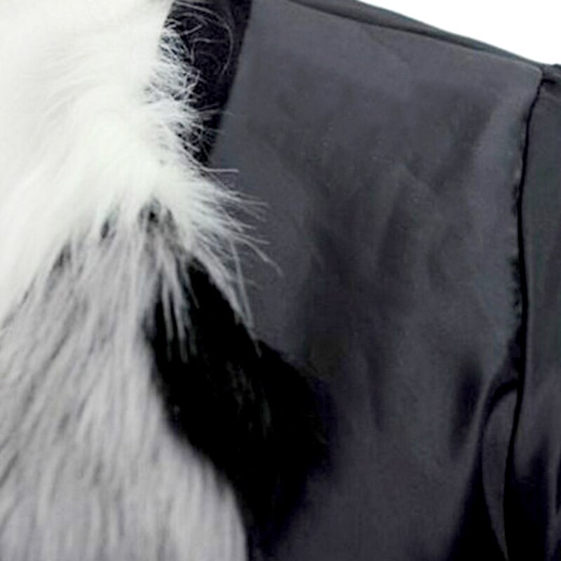 Manteau fausse fourrure, couleur mixte noir et blanc, veste automne-hiver à manches longues et Style court col rond femme, manteau , grande taille 6XL