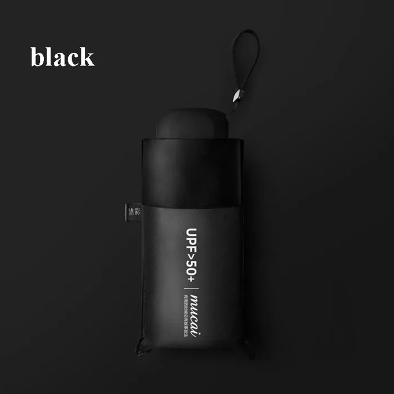 Ombrello compatto mini tascabile ottavino anti UV Paraguas Ombrello da suola Ombrelli portatili pieghevoli leggeri antivento per esterni: nero