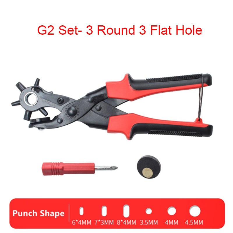 Poinçon de ceinture en cuir, pince à œillet, perforateur de trous en cuir robuste, ensemble de poinçons pour ceintures, tissu, bricolage, Etc.: G2 Set